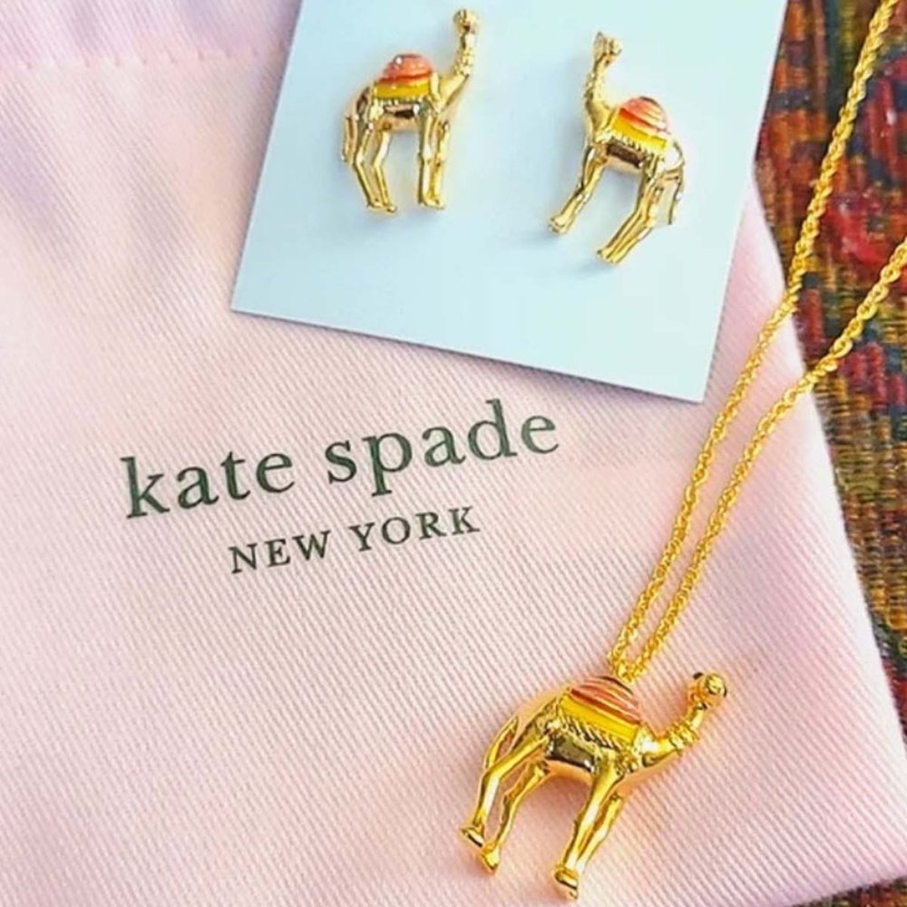 Kate Spade Spice Things Up Camel Earrings & Necklace - Picture 2 of 13